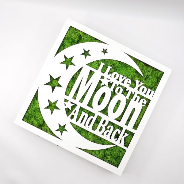 Tablou licheni - I love you to the moon and back 50x50