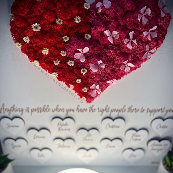 Tablou inima tip puzzle decorat cu licheni stabilizati (FD 220)