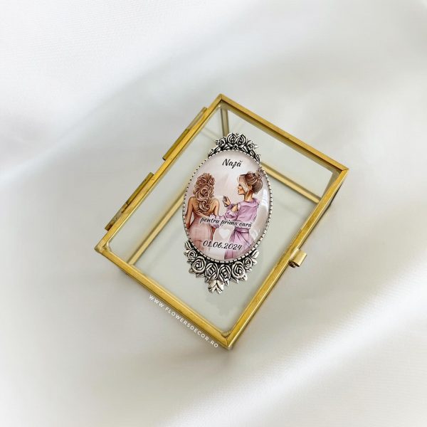 Brosa personalizata pentru buchet nasa, Pastell